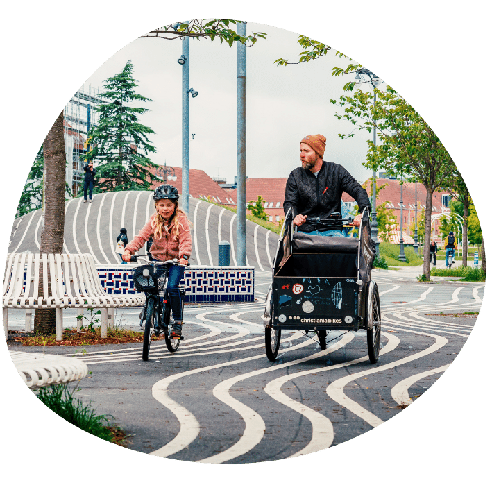 Man with child on bike